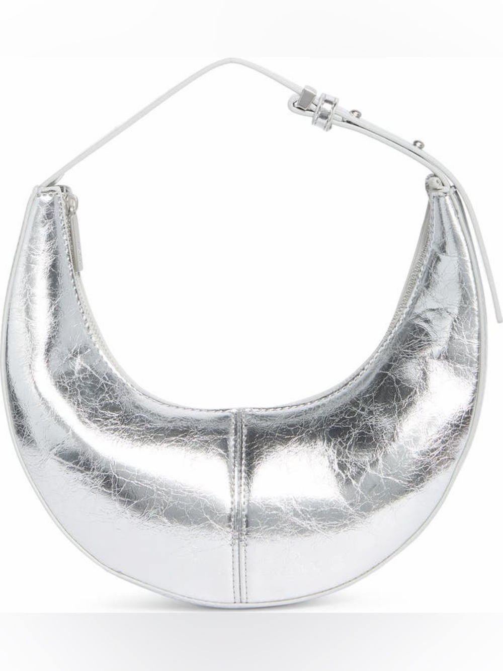 BCBGMaxAzria Metallic Silver Crescent Shoulder Bag